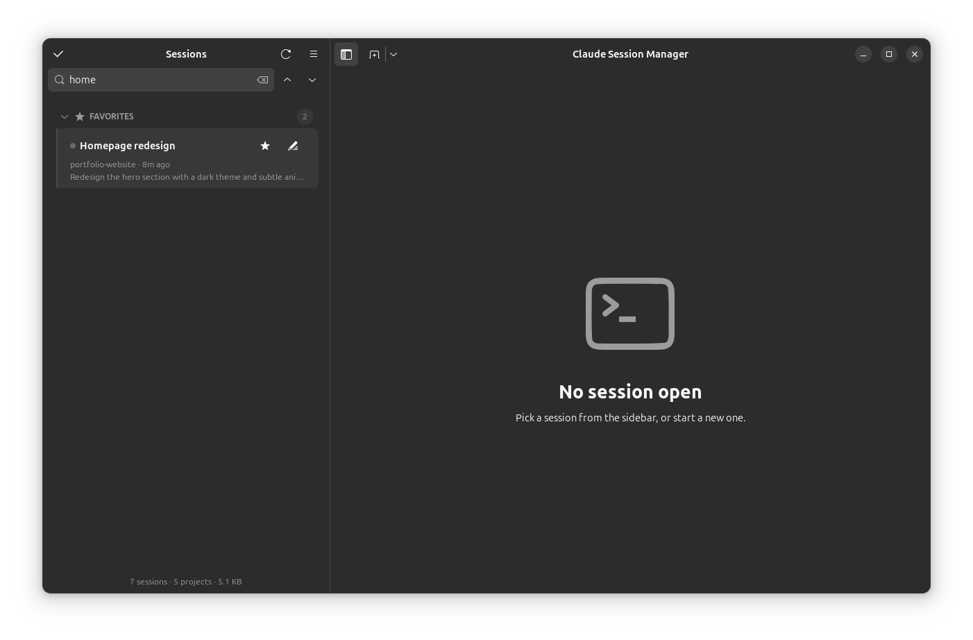 Filtering sessions with the search box